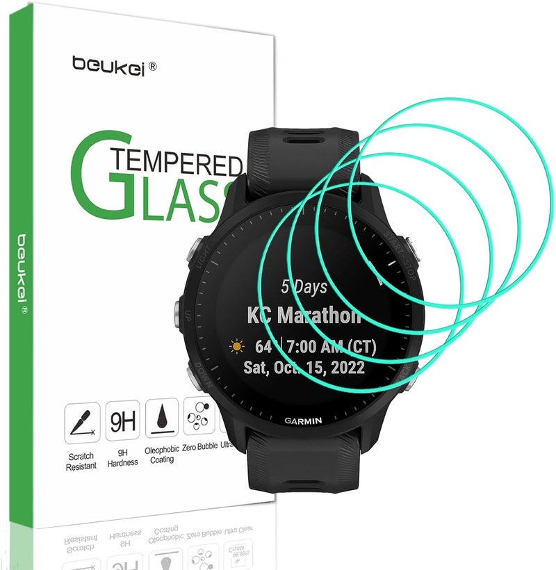 Beukei (4 Pack) Designed for Garmin Forerunner 955/955 Solar Screen Protector Tempered Glass,Touch Sensitive, 9H Hardness - Image 1